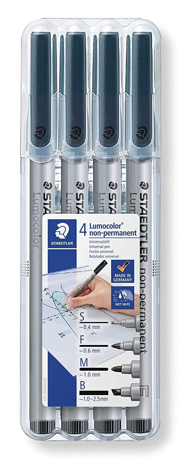 Staedtler 31-9 WP4 lumocolor Non-Permanent Marker S/F/M/B pens Set of –  ATALONDON