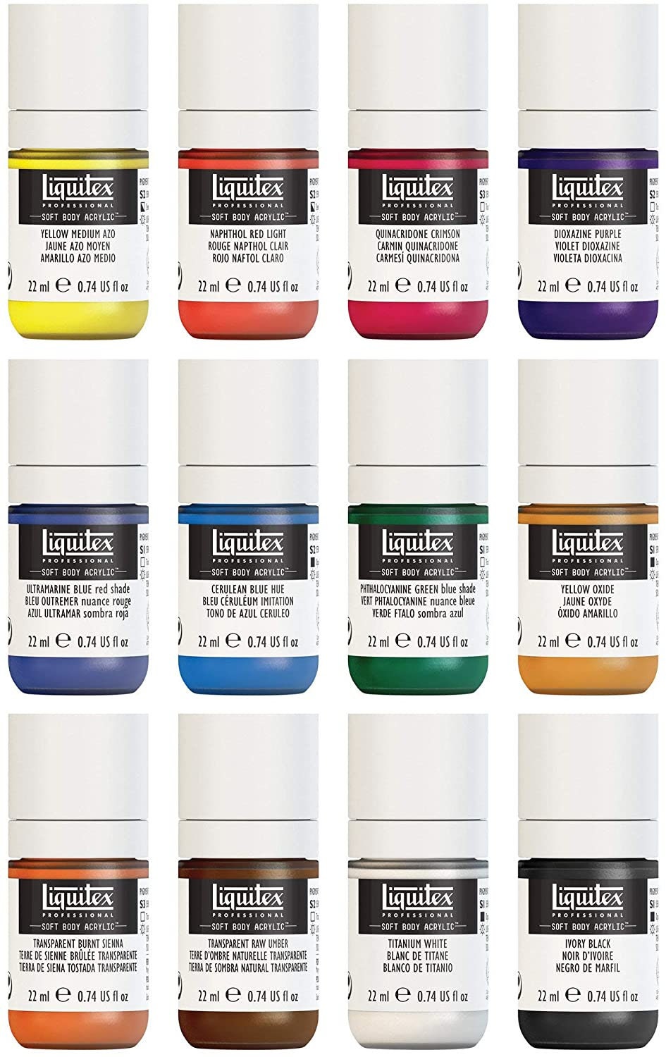 LIQUITEX Acrylic essentials Paint Set of 12 x 22 ml soft body