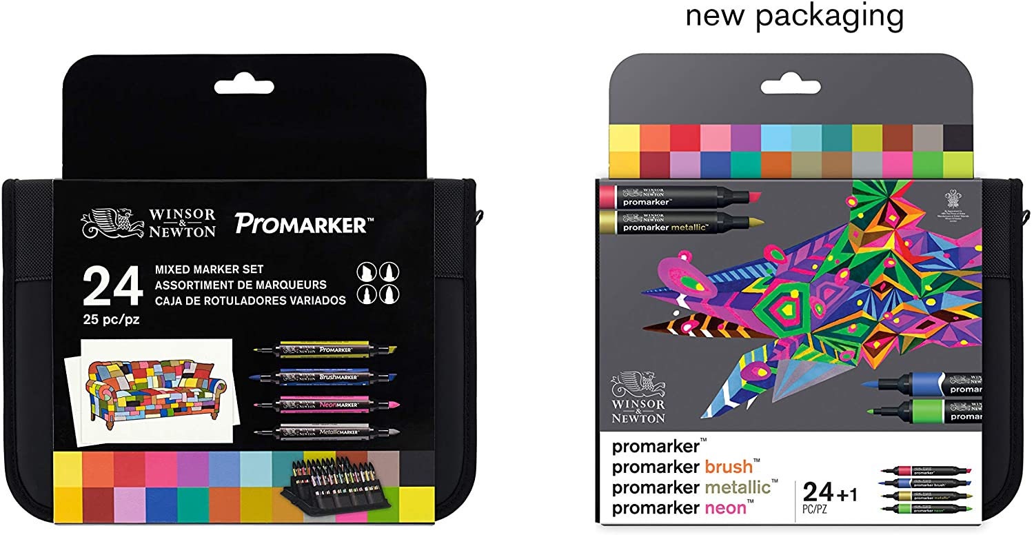 Winsor & Newton Mixed Marker Art Twin Tip Pen Wallet Set of 24 Colours –  ATALONDON